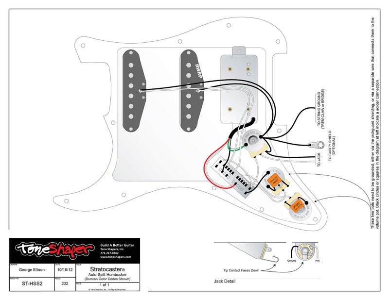 ToneShaper Guitar Wiring Kit, For Fender HSS Stratocaster, HSS2 (Auto-Split Wiring) - Image 3